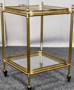 Serveerwagen - Messing, Glas - Oud, mooi en edel