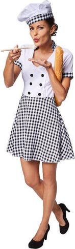 2dekans | Dressforfun Vrouwenkostuum chef-kokkin S -, Kinderen en Baby's, Ophalen of Verzenden, Nieuw