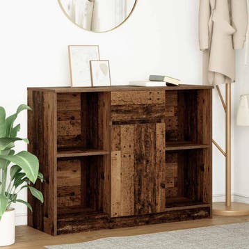 vidaXL Dressoir met lade 101x35x76 cm spaanplaat oud hout, Huis en Inrichting, Verzenden, Nieuw