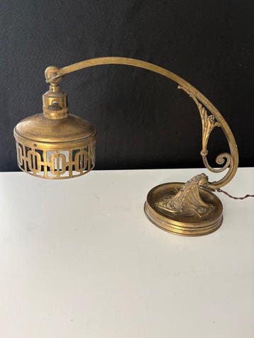 Tafellamp - Verguld brons, Bureaulamp Art Deco / Art Nouveau, Antiek en Kunst