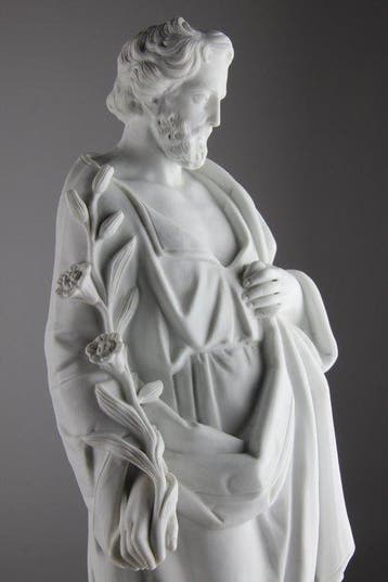 Beeldje - 52 cm - Saint Joseph with Lilly - Biscuit