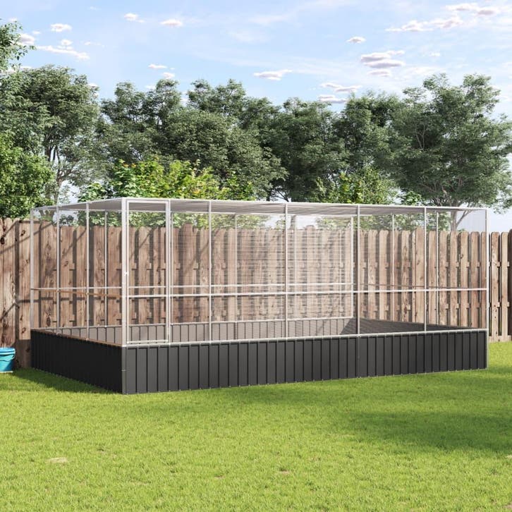 vidaXL Volière met verlengstuk 518x307x212 m staal, Dieren en Toebehoren, Vogels | Toebehoren, Nieuw, Verzenden