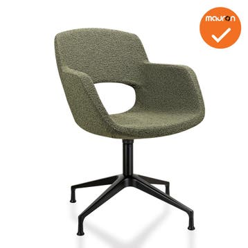 Bouclé - Vergaderstoel - Onderstel met doppen - Groen, Vergader- of Presentatieruimte, Ophalen of Verzenden, Gebruikt, Stoel