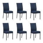 Set van 6 Leren eetkamerstoelen Real - Toledo Kobalt, Ophalen of Verzenden