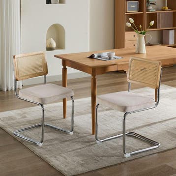 Eetkamerstoelen - Set van 2 - Met Rugleuning - Fluweel - Bei, Verzenden, Nieuw