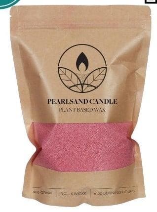 Kaarsenzand Pearl Sand Roze inclusief 4 lonten 400 g, Nieuw