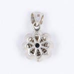 Hanger - 18 karaat Witgoud Diamant (Natuurlijk) - Saffier