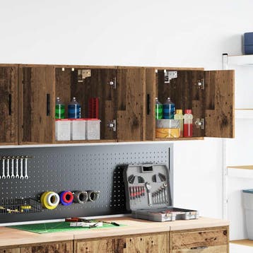 vidaXL Garage wandkasten 2 st bewerkt hout oud hout, Verzenden