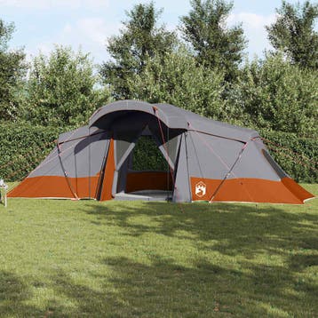 vidaXL Familietent 6-persoons Grijs en Oranje Polyester en, Verzenden, Nieuw