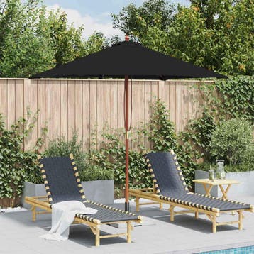 vidaXL Parasol met houten paal 150x200 cm zwart, Verzenden