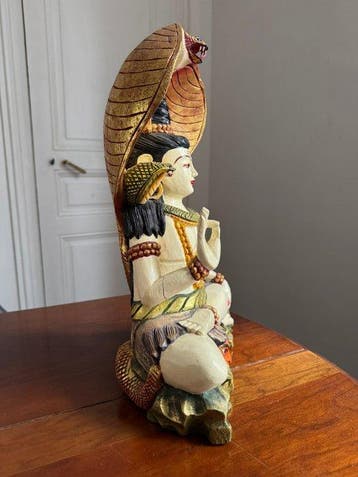 Beeldje, Grande statuette décorative de Shiva - 44 cm - Hout