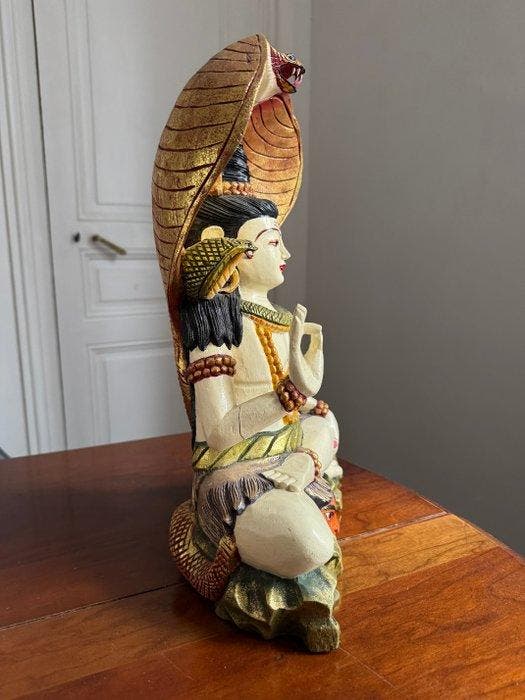 Beeldje, Grande statuette décorative de Shiva - 44 cm - Hout, Antiek en Kunst, Kunst | Niet-Westerse kunst