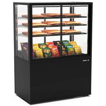 Neutrale Vitrine | INTEGRA | Zwart | 4 Niveaus |, Verzenden