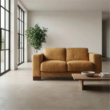 Leren bank Clear - 2 zits - Kenia Cognac (cognac) - Poten, Ophalen of Verzenden