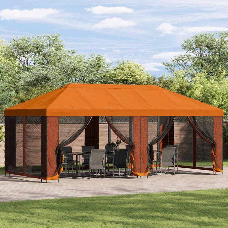 vidaXL Paviljoen met zijwanden 6 x 3 m Oranje Polyester en, Jardin & Terrasse, Tonnelles, Envoi