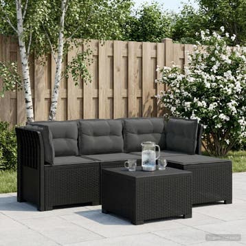 vidaXL 4-Zitter Tuin Sofa met Kussens Rattan Look PP, Verzenden