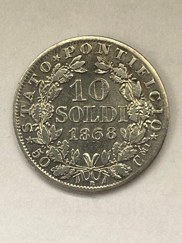 Italië, Pauselijke Staat Pio IX. 10 Soldi 1868 - con