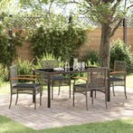 vidaXL Tuin Eettafel Set met kussen 5 pcs Grijs en Zwart, Verzenden, Nieuw