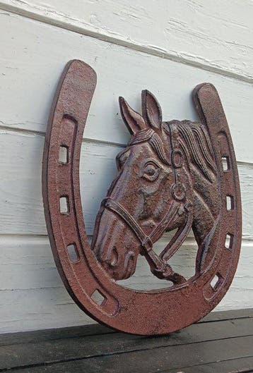 Authentieke roestbruine afwerking - Sculpture, paardenhoofd, Antiquités & Art