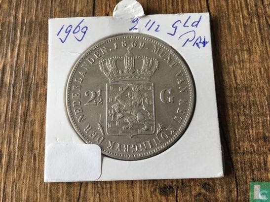 Nederland 2½ gulden 1869, Timbres & Monnaies, Monnaies | Pays-Bas, Envoi