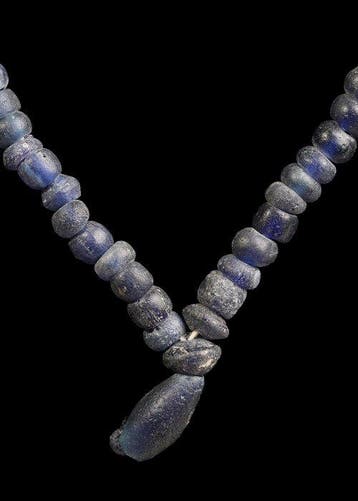Oud-Romeins Donkerblauw glas Kralenketting (Zonder