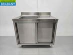 RVS Spoeltafel spoelbak Premium-line 2 schuifdeuren 100 cm, Ophalen of Verzenden, Nieuw in verpakking