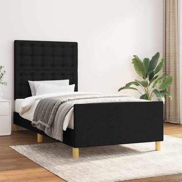 vidaXL Bedframe met hoofdbord stof zwart 80x200 cm, Verzenden