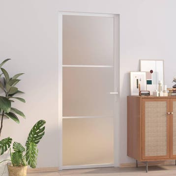 vidaXL Binnendeur 83x201,5 cm matglas en aluminium wit, Doe-het-zelf en Bouw, Verzenden, Nieuw