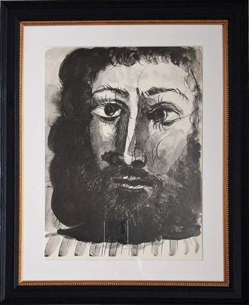 Pablo Picasso (1881-1973) - Visage dhomme barbu à épaisse