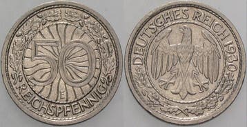 50 Reichspfennig 1930 E Kleinmunten Weimarer Republik Wei..., Verzenden, België
