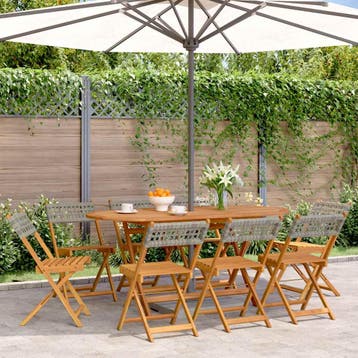 vidaXL Opklapbare stoelen, 8 stuks, grijs, van polyrotan en, Tuin en Terras, Verzenden, Nieuw
