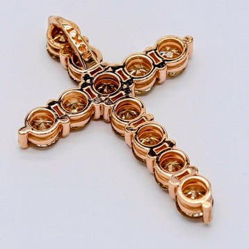 Pendentif en forme de croix - 14 carats Or rose - 2.18ct.