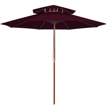 vidaXL Parasol dubbeldekker met houten paal 270 cm, Verzenden, Nieuw
