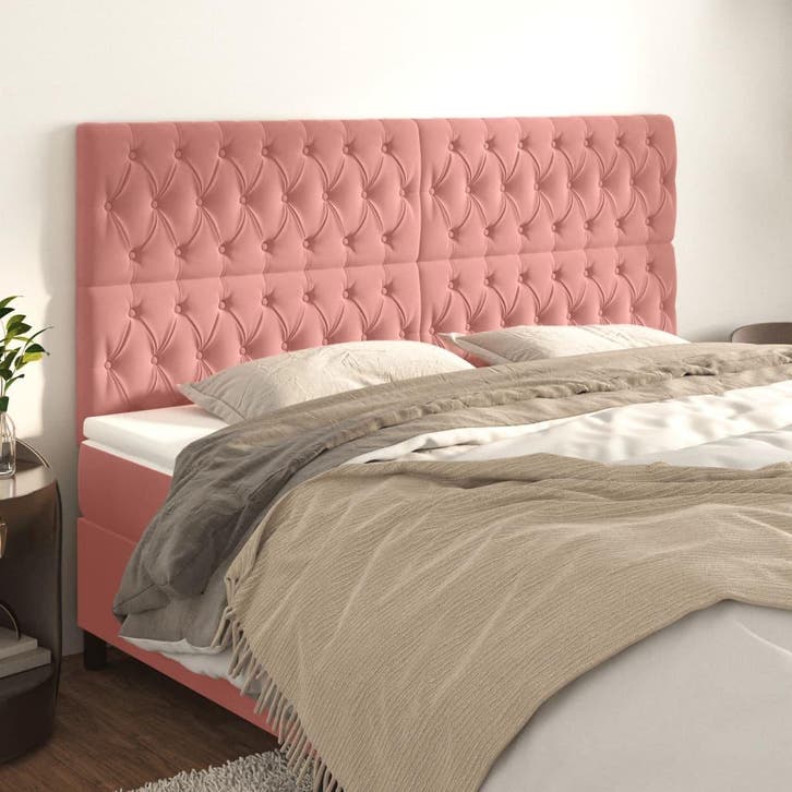 vidaXL Hoofdbord roze 180x7x118/128 cm fluweel, Maison & Meubles, Chambre à coucher | Lits, Envoi