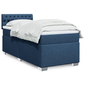 vidaXL Boxspring met matras stof blauw 80x200 cm, Verzenden