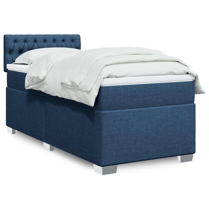 vidaXL Boxspring met matras stof blauw 80x200 cm, Huis en Inrichting, Slaapkamer | Bedden, Nieuw, Verzenden