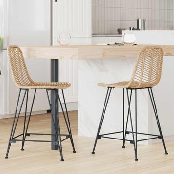 vidaXL Barkruk 2 st Naturel 44,5 x 54,5 x 97,5 cm Riet en, Verzenden