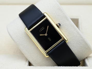 Cartier Tank Vermeil Year 1990s (Box), Overige merken, Leer, Polshorloge, Ophalen of Verzenden