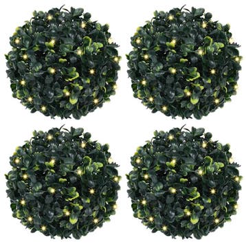 vidaXL Kunstbuxusballen met LED-verlichting 4 st 12 cm groen, Verzenden