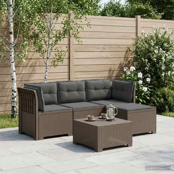 vidaXL 4-Zitter Tuin Sofa met Kussens Rattan Look PP, Verzenden, Nieuw