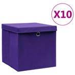 vidaXL Opbergboxen met deksel 10 st 28x28x28 cm paars, Verzenden