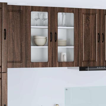 vidaXL Wandglas Kasten PORTO Bruin Eiken 80 x 31 x 80 cm, Verzenden, Nieuw