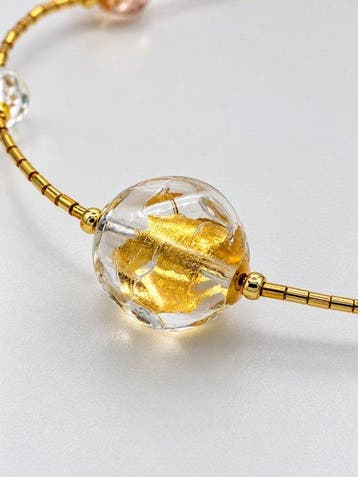 24 carats - verre de Murano, Or jaune - Collier - feuille