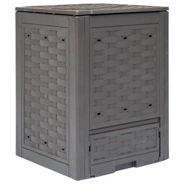 vidaXL Compostbak 300 L 60x60x83 cm kunststof rattan bruin, Verzenden