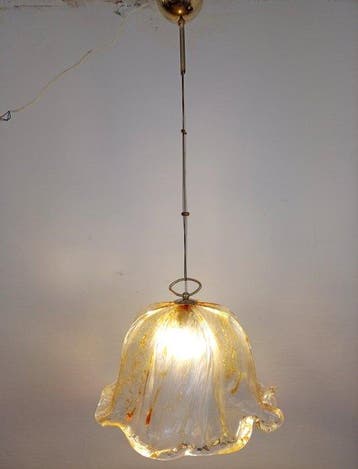 Plafondlamp - Verguld messing, Muranoglas
