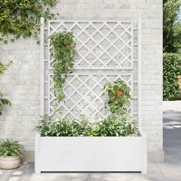vidaXL Plantenbak met latwerk 100x43x142 cm PP wit, Verzenden, Nieuw