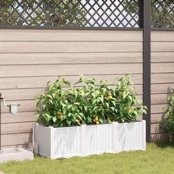 vidaXL Plantenbak 3 st Wit 120 x 40 x 37,5 cm PP, Tuin en Terras, Verzenden, Nieuw