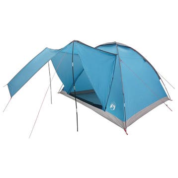vidaXL Kamperen tent met dak Blauw 4-persoons Polyester en, Caravanes & Camping, Verzenden