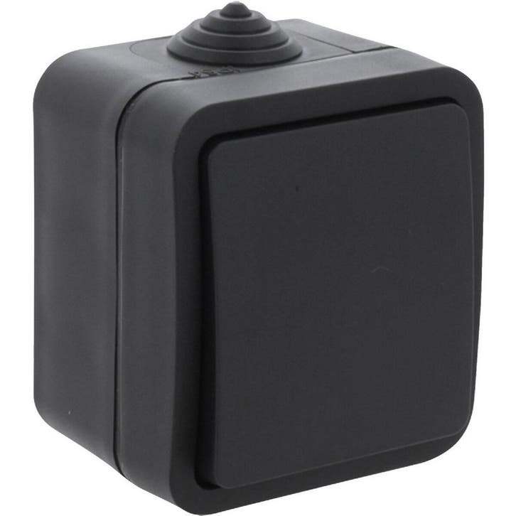Q-LINK 1-voudige wisselschakelaar IP54 mat zwart 230V, Doe-het-zelf en Bouw, Elektriciteit en Kabels, Nieuw, Verzenden