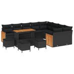 vidaXL Tuinbank Set 13 pcs Zwart Poly Riet en Poedergecoat, Verzenden, Nieuw